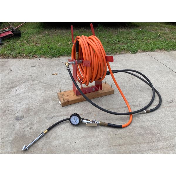AIR COMPRESSOR HOSE WITH PRESSURE GAUGE AND TIP