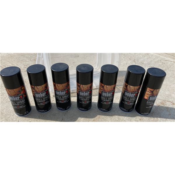 WEBER NO STICK GRILL SPRAY - LOT OF 7 CANS