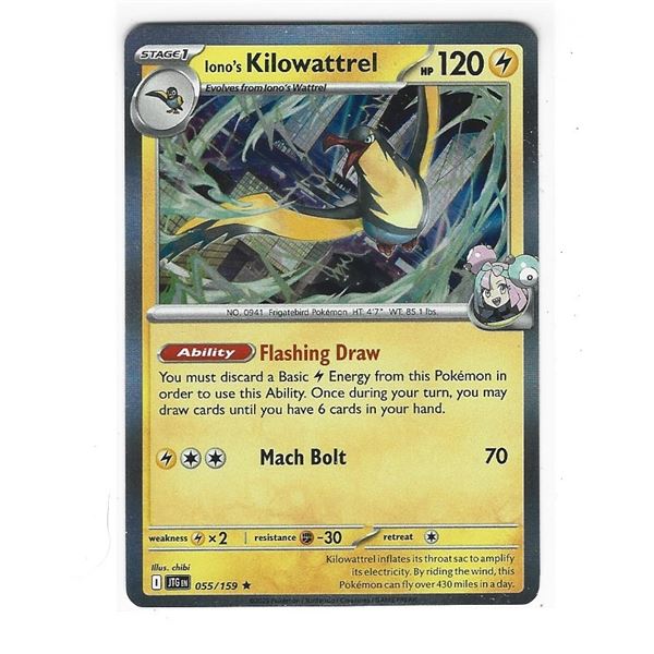 Pokemon Iono's Kilowattrel Holo Rare 055/159