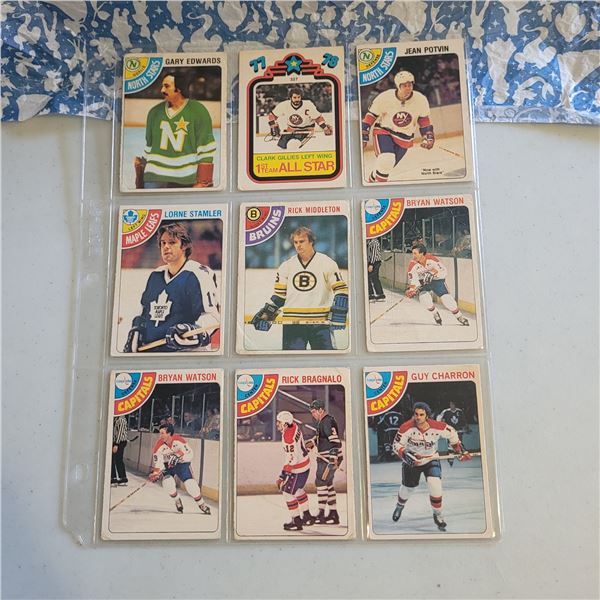 Lot of 9 1978-79 O-Pee-Chee NHL Hockey cards