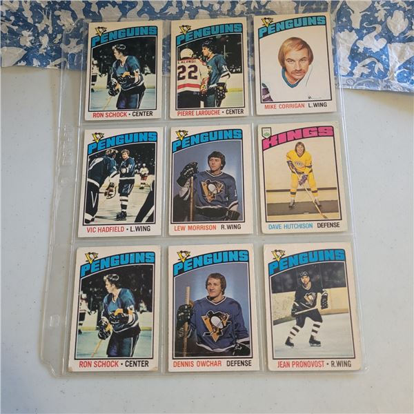 Lot of 9 1976-77 O-Pee-Chee NHL Hockey cards