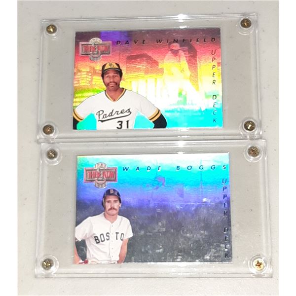 2 - 1993 Upper Deck Then & Now Baseball Cards in holders Boggs & Winfield