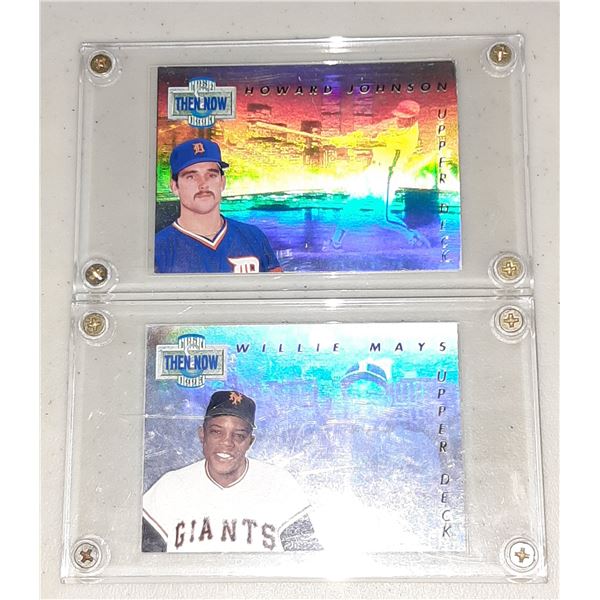 2 - 1993 Upper Deck Then & Now Baseball Cards in holders Johnson & Mays