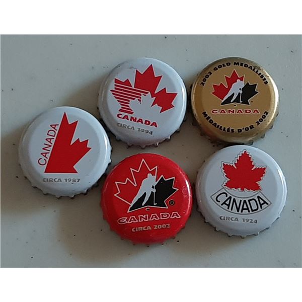 Set of 2002 Team Canada Bottle Caps