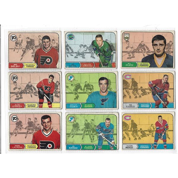 Lot of 9 1968-69 O-Pee-Chee NHL Hockey cards