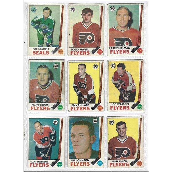 Lot of 9 1969-70 O-Pee-Chee NHL Hockey cards