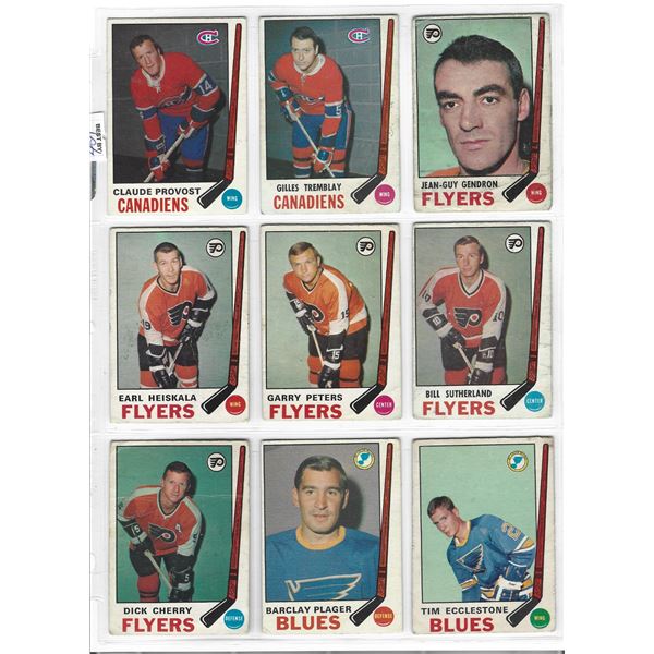Lot of 9 1969-70 O-Pee-Chee NHL Hockey cards