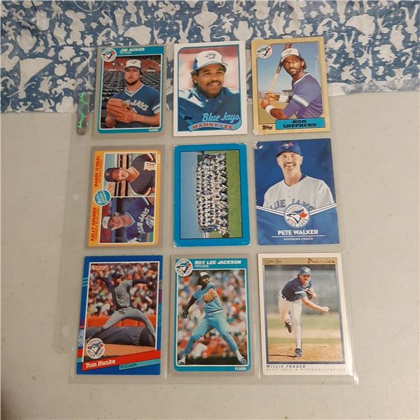 Lot of 9 Toronto Blue Jays Baseball cards