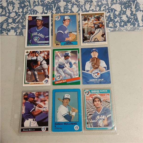 Lot of 9 Toronto Blue Jays Baseball cards