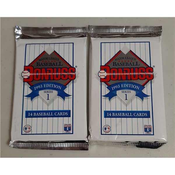 Lot of 2 1993 Donruss Baseball Series 1 card Packs