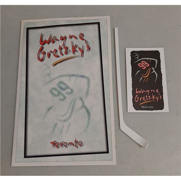 1994 Wayne Gretzky's Toronto Christmas card W Business Card Coupon & Hockey Stir stick