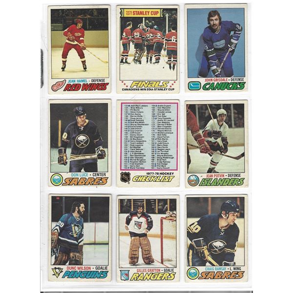 Lot of 9 1977-78 O-Pee-Chee NHL Hockey cards
