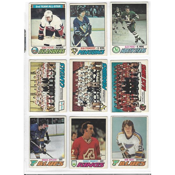 Lot of 9 1977-78 O-Pee-Chee NHL Hockey cards
