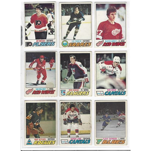 Lot of 9 1977-78 O-Pee-Chee NHL Hockey cards