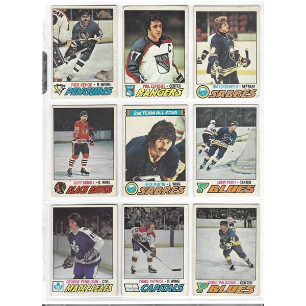 Lot of 9 1977-78 O-Pee-Chee NHL Hockey cards
