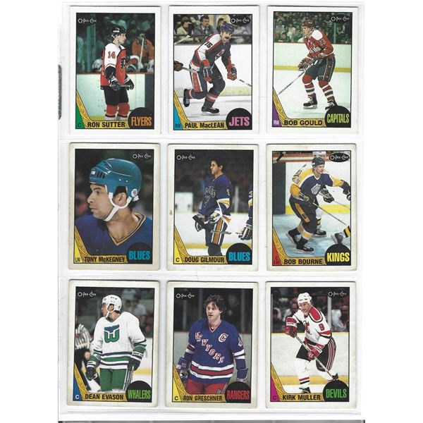 Lot of 9 1984-85 Topps NHL Hockey cards