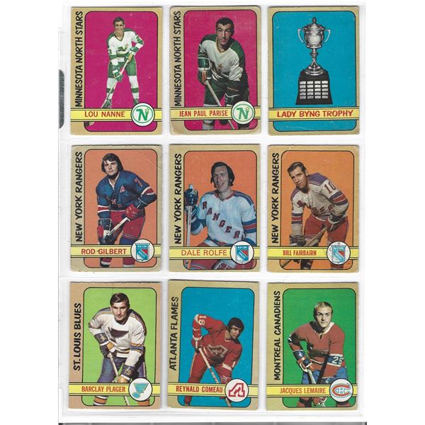 Lot of 9 1972-73 O-Pee-Chee NHL Hockey cards