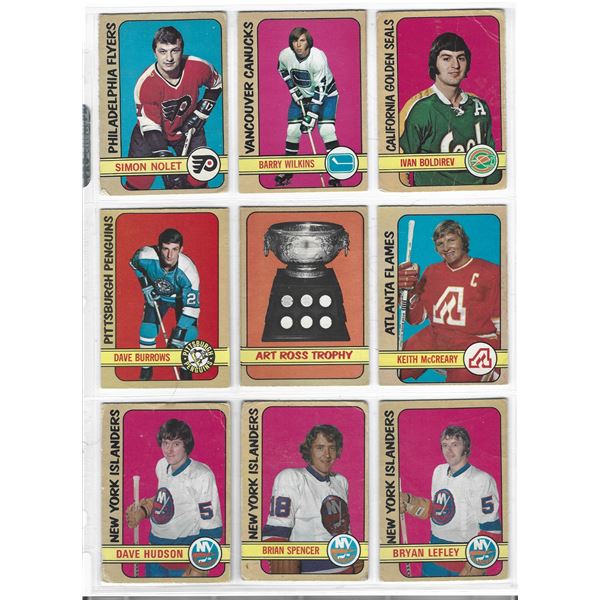 Lot of 9 1972-73 O-Pee-Chee NHL Hockey cards