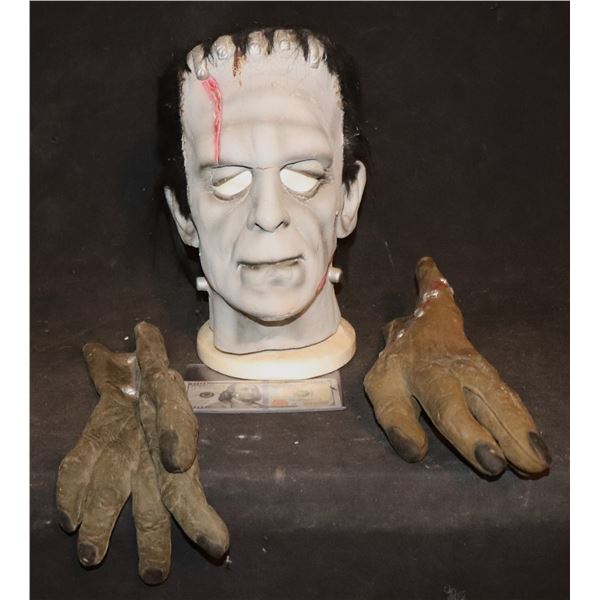 DON POST FRANKENSTEIN WITH HANDS BORIS KARLOFF VINTAGE "ORIGINAL" 1960's MASK EXTREMELY SCARCE!