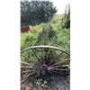 Image 2 : Antique Steel Hay Rake with Large Spoked Wheels