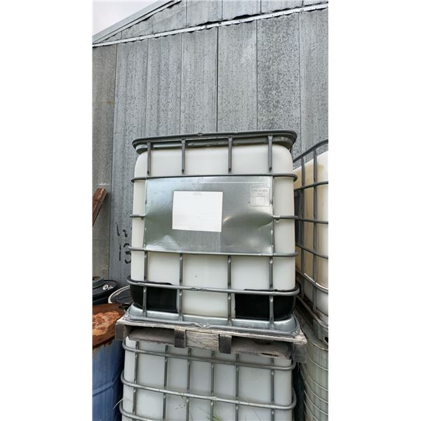 Two 1000L Plastic IBC Liquid Storage Totes with Metal Cage