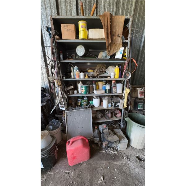 Shop Shelf Lot With Tools, Parts, and Fluids