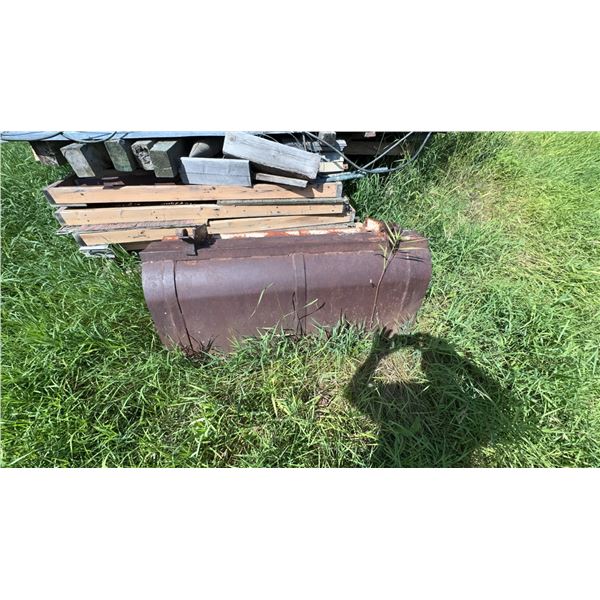Corrugated Metal Roofing, Beams and Steel Loader Bucket