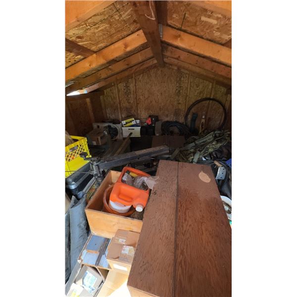 Wooden Shed With Contents Including Tools and Miscellaneous Items