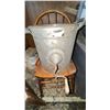 Image 1 : Antique Manual Metal Butter Churn with Wooden Paddle