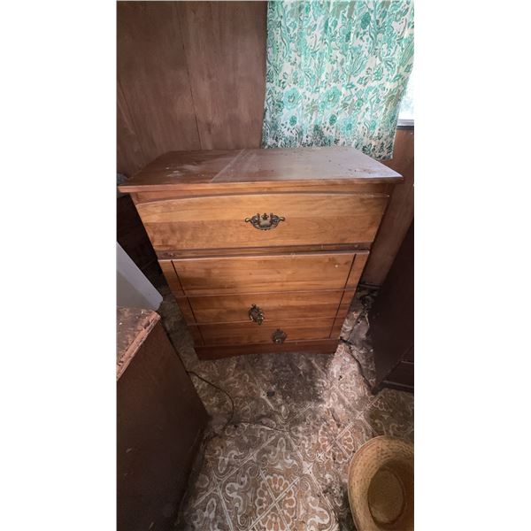 Wooden Three-Drawer Chest with Brass Handles