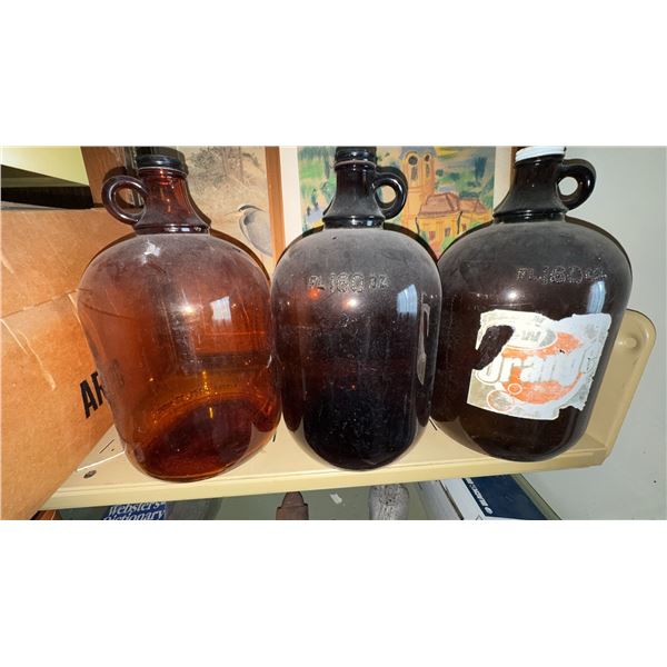 3 Large Glass Carboys with Handles