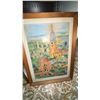 Image 2 : Framed Wall Mirror With Countryside Print & Framed Pastel Village Artwork