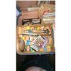 Image 1 : Vintage Suitcase With Sewing Patterns, Fans, Blocks, and Collectibles