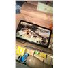 Image 6 : Vintage Suitcase With Sewing Patterns, Fans, Blocks, and Collectibles