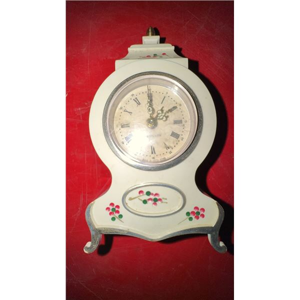 Bayard White Plastic Mantel Alarm Clock, Made in Hong Kong