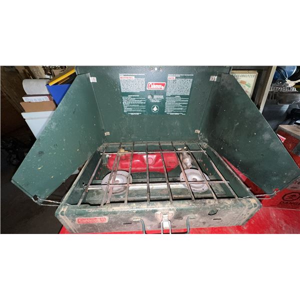 Coleman Two-Burner Green Camp Stove with Fuel Tank