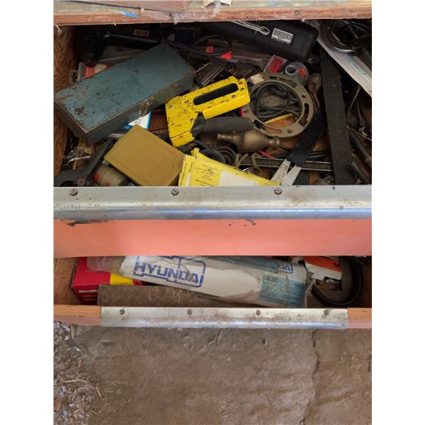 Orange Metal Tool Cabinet with Assorted Tools