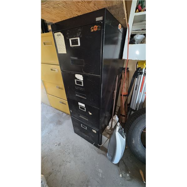 4-Drawer Black Filing Cabinet with Vinyl Records Collection