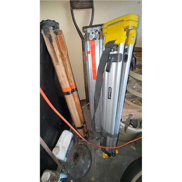 Stanley Aluminum Tripod and Wooden Survey Tripods