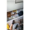 Image 2 : Garage Cabinet Contents with Stereo, Bottles, Tools, and Hardware