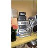 Image 6 : Garage Cabinet Contents with Stereo, Bottles, Tools, and Hardware