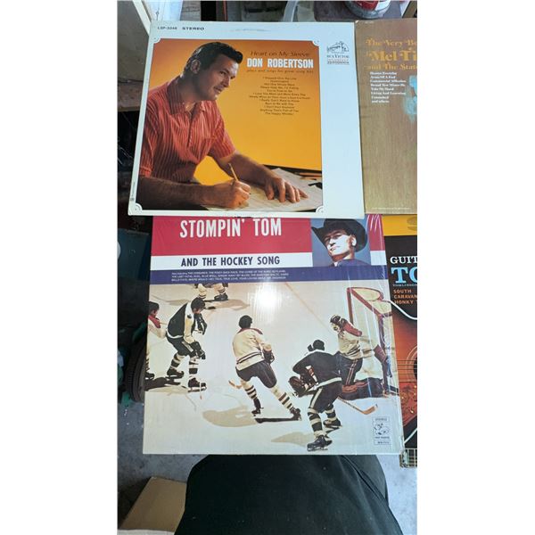 5 Vintage Country and Hockey Vinyl Records
