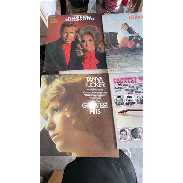 4 Country Music Vinyl Records: Wagoner & Parton, Harry Stewart, Tanya Tucker, Country Music