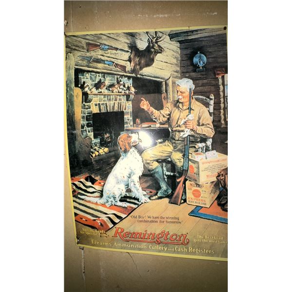 Remington Advertising Poster with Hunter and Dog