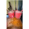 Image 6 : Red Metal Gasoline Cans with Handles, Pair