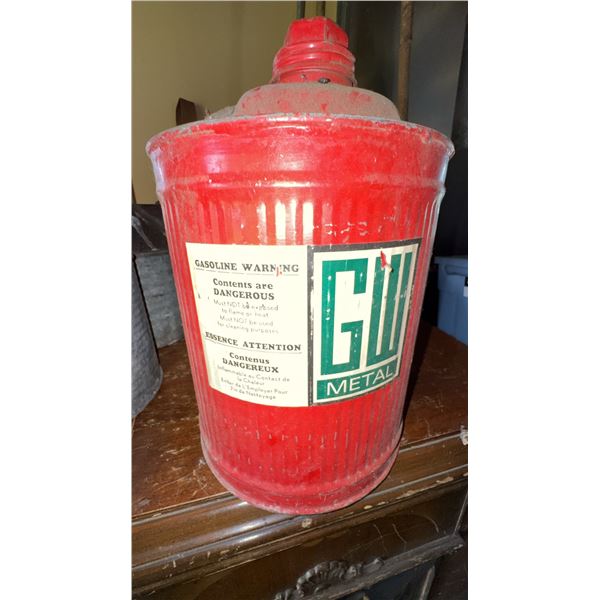 GM Metal Gasoline Can with Warning Labels