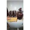 Image 1 : Sun Mandarin Oranges Crate With Vintage Glass Bottles and Jug