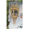 Image 1 : Traditional Wood and Rawhide Snowshoes with Leather Bindings