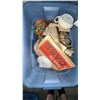 Image 1 : Bin of Assorted Collectibles, Books, Ceramics and Clock