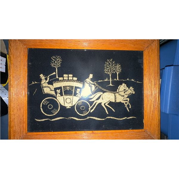 Framed Horse and Carriage Silhouette Artworks